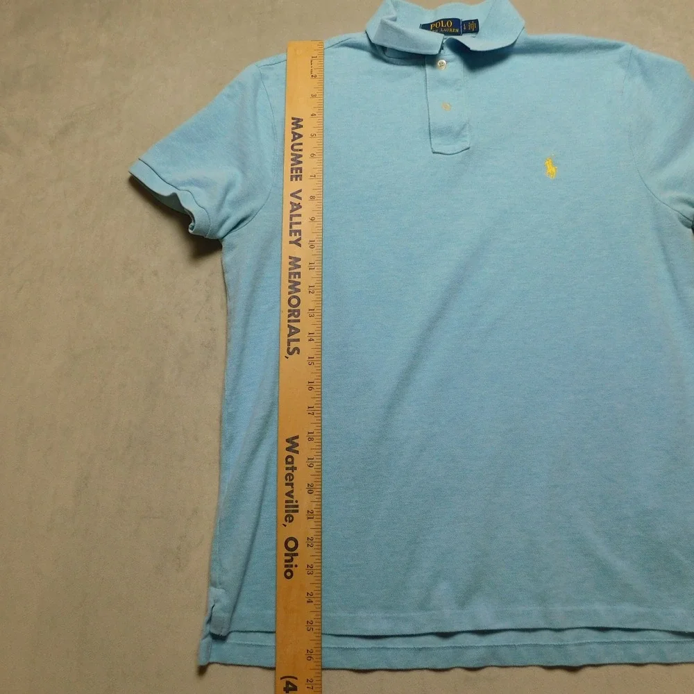 Polo Ralph Lauren Mens Light Blue Heather Short Sleeve Polo Shirt Large Pony‎